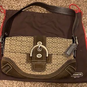 COACH min C’s suede brown shoulder bag/ purse